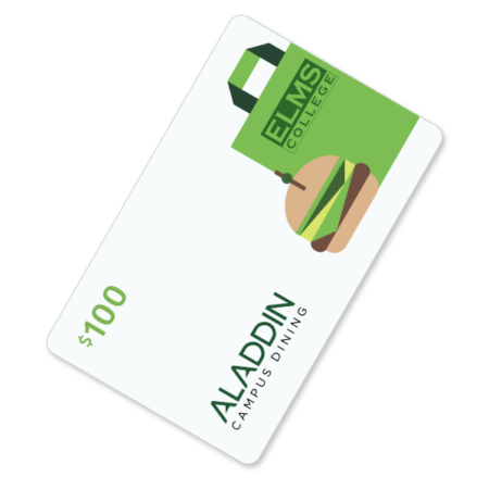 Product image of payment card for $100 with the Elms College logo on it.